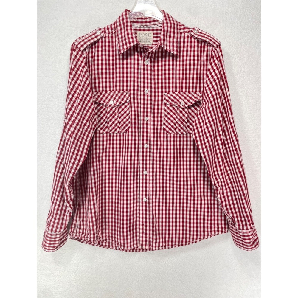 PD&C Paper Denim & Cloth Men's size Medium Long Sleeve Plaid Button‎ Up Shirt